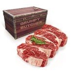 Grumpy Butcher Ribeye Steaks, 4 Pack (14 oz each) - Prime Steakhouse Beef Ribeye Steak Meat - For Delivery in Grumpy Butcher Meat Gift Packages Specials Option