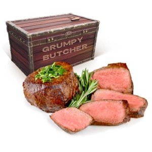 Grumpy Butcher Large Filet Mignon Steaks, 6 Pack (8 oz each) - Prime Steakhouse Size Beef Tenderloin Filet Steak Meat - For Delivery in Grumpy Butcher Meat Gift Packages Specials Option