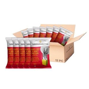 Savoursmiths Potato Chips - Vegan Wagyu Beef and Vegan Honey Mustard Flavor - Gluten Free - Lactose Free - MSG Free - Luxurious Hand Cooked British Snacks - 12 Pack (5.3oz)