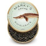 MARKY'S Curated Caviar Tasting Gift Set - 0.5 oz / 14 g (Pack of 4) x Kaluga Royal Amber Caviar, Hackleback Caviar, Siberian Sturgeon Caviar, White Sturgeon Caviar - Caviar Blini - Caviar Serving Set - Spoon, Plate & Tin Opener - Comes with Cooler Gift Bag