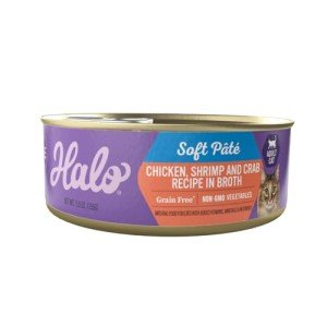 Halo Adult Wet Cat Food, Grain Free, Chicken Shrimp & Crab Stew 5.5oz Can (Pack of 12)