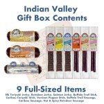 Indian Valley Meats Alaskan Meat Snack Gift Box | Contains Elk, Smoked Salmon Jerky, Reindeer Sausage From Alaska, Premium Blends of Venison Sausage, Buffalo Meat, Protein Food Gift Baskets for Men