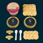 Siberian Sturgeon Caviar Gift Set - 8 PCS - Siberian Sturgeon Caviar (3.5 OZ / 100 GR), Cream Fraiche (8 OZ), Traditional Caviar Blinis (36 PCS), 2 PCS x Mother of Pearls Spoons & Caviar Tin Openers - OVERNIGHT GUARANTEED