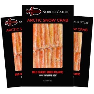 Nordic Catch Wild Arctic Snow Crab Meat, Crab Legs & Body with No Shell for Easy Preparation, 100% Wild-Caught Premium Leg & Body Meat - Fresh Caught, Cooked, & Frozen Seafood - 3 Pack (48 oz)