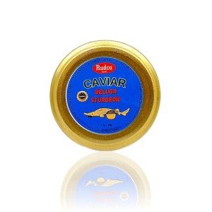 Rudca Food Premium Beluga Sturgeon Caviar - Exquisite Huso Huso Sturgeon Roe 1 Ounce (Pack of 1)