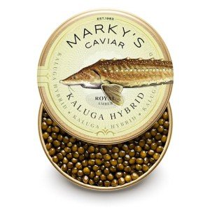 MARKY'S Kaluga Royal Amber Sturgeon Caviar – 1.75 oz / 50 g – Malossol Kaluga Fusion Black Roe - GUARANTEED OVERNIGHT