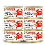 Flower Brand Premium Select Crab Meat Canned Gluten Free Food, High Protein （Pack of 6）