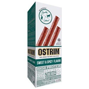 Ostrim Grass-Fed Beef & Elk Jerky Snack Sticks-Sweet & Spicy Flavor, 1.5 oz (Pack of 10)