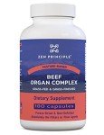 Zen Principle Grass Fed Beef Organs - Desiccated Liver, Heart, Kidney, Pancreas, Spleen, Intestine, Tripe/Stomach. Beef Organ Supplements
