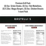 Rastelli's Grilling Meat Pack: Wagyu Burgers, Sirloin Steaks, Filet Mignon Medallions, Chicken Breasts, (24 count), 6.5 lbs. Total