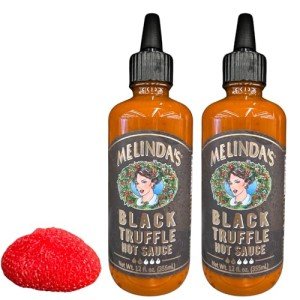 Black Truffle Hot Sauce, 12 fl oz, 2 Pack with Complimentary Dish Scrubber by RH940