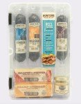 HUNTERS RESERVE - A REEL CATCH EXOTIC MEAT & CHEESE COLLECTION - TACKLE BOX - VENISON ELK WILD BOAR SHARP CHEDDAR CHEESE STONE GROUND MUSTARD
