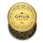 Opus Golden Sturgeon Caviar – Premium Osetra Black Caviar, Non-Pasteurized Malossol Sturgeon Roe, Exquisite for Blinis & Gourmet Pairings, Fresh Luxury with Opulence in Every Tin. 1.8oz (50g)