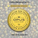 Opus Golden Sturgeon Caviar – Premium Osetra Black Caviar, Non-Pasteurized Malossol Sturgeon Roe, Exquisite for Blinis & Gourmet Pairings, Fresh Luxury with Opulence in Every Tin. 1.8oz (50g)