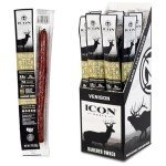 ICON Meats Venison and Pork Snack Sticks - Garlic Flavor - 24 Pack of Individually Wrapped Meat Sticks, USDA Approved, All Natural Artisan Meats, Diet Friendly, High Protein, Low Calorie, Sugar Free