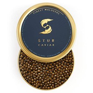 STUR Imperial Kaluga Sturgeon Caviar - 3.5 oz / 100 g + GIFT 1 oz / 28 g - Kaluga Black Roe - OVERNIGHT GUARANTEED