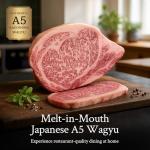 PETRUSCO Japanese A5 Wagyu Steak Meat – Premium Striploin Pasture-Raised Beef – Rich, Buttery Flavor & Melt-in-Your-Mouth Texture – Perfect for Sushi, Steak Nights, or Gourmet Dishes (1x16 Oz)