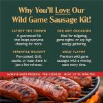 Wild Game Sausage packs - 4 pack, Flavors include: Wild Boar, Bison, Elk, Lamb.