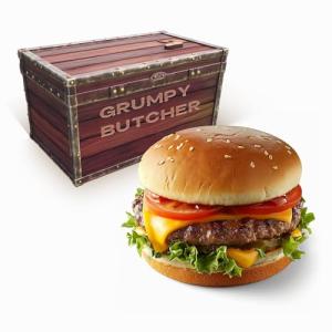 Grumpy Butcher Wagyu Beef Burgers – 8 Jumbo ½ lb fresh protein Hamburger Patties with Cracked Black Pepper – Premium American Wagyu Ground Beef for Backyard BBQ dinners