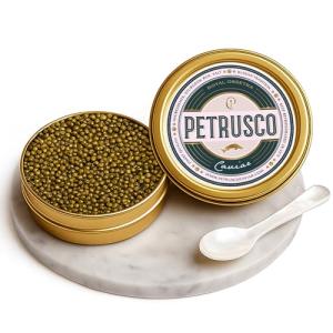 PETRUSCO Royal Ossetra - Premium Black Caviar - Fresh Gourmet Sturgeon Fish Roe in a Sealed Metal Tin 100g (3.5oz) - Rich, Buttery Flavor, Sustainably Sourced and Perfect for Fine Dining