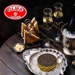 OLMA Imperial Caviar Gift Set - 4 oz (112g) of Caviar, Includes: Beluga, Osetra Caviar, White Sturgeon, Siberian Osetra Aurora & Serving Spoon & Blinis - Superior Grade Fresh Roe Fish Eggs