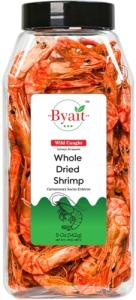 Byait Whole Dried Shrimp 5 Oz, Approx. 95 Pieces, Dehydrated & Wild-Caught Shrimp for Snacks, Salads, Soups, Cooking & Ramen Toppings, No Additives