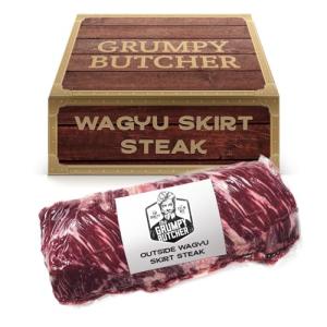 Grumpy Butcher Wagyu Beef Skirt Steak, 2 Pack (1.5 lb each, 3 lb Total) – Premium Outside Skirt Steak – Carne Asada Thin Beef Steaks Meat for Grilling & High-Heat Cooking