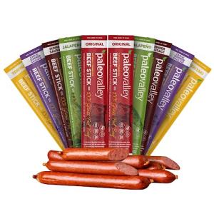Paleovalley 100% Grass Fed Beef Sticks - Delicious Gluten Free Beef Snack - High Protein Keto Friendly, 50 Count Variety Pack