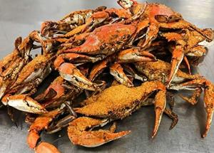 (1) Dozen Freshly Steamed Male Blue Crabs Large Male Blue Crabs (6-6.5 Inches)