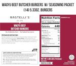 Rastelli's Wagyu Beef Burger (14 ct) 5.33 oz Portions, 4.66 lbs. Total
