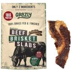 Grazly Beef Brisket Slab – Grass-Fed & Finished | Only Meat & Salt, Soft & Buttery Texture | High-Protein Carnivore Snack | Made from 1lb Raw Brisket | 5oz On-the-Go Snack Pack