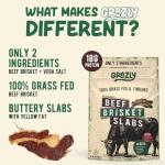 Grazly Beef Brisket Slab – Grass-Fed & Finished | Only Meat & Salt, Soft & Buttery Texture | High-Protein Carnivore Snack | Made from 1lb Raw Brisket | 5oz On-the-Go Snack Pack