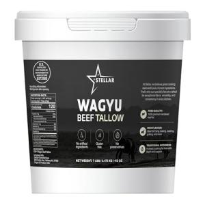 Stellar Wagyu Beef Tallow – Premium 100% Pure Rendered Beef Fat | Grass-Fed, Keto & Paleo Friendly, Gluten-Free, No Preservatives | Perfect for Frying, Cooking, & Skincare (7 lb)