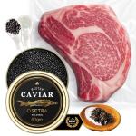 Japanese Beef Wagyu Ribeye A5 Steak 1lbs (450g) & Royal Osetra Caviar Combo (1.75oz)