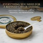 PETRUSCO Premium Beluga Hybrid 30g Caviar Gift Set - Sustainable Gourmet Delicacy with Blinis, Crème Fraîche, Pearl Spoon & Opener - Elegant Presentation