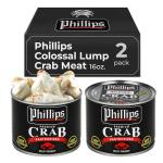 Phillips Colossal Lump Crab Meat 16oz Can, 2 Pack – Wild Caught Canned Lump Crabmeat, Pasteurized Long Shelf-Life, Hand-Picked Shell-Free Blue Crabs, Large Lumps for Premium Dishes & Cocktails