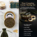 PETRUSCO Premium Beluga Hybrid 30g Caviar Gift Set - Sustainable Gourmet Delicacy with Blinis, Crème Fraîche, Pearl Spoon & Opener - Elegant Presentation