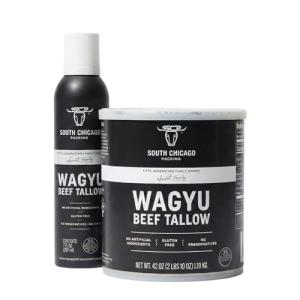 South Chicago Wagyu Beef Tallow Spray (7 fl oz) & Wagyu Beef Tallow Tub (42 oz) Bundle — Pure Wagyu, Keto & Paleo Friendly, Perfect for Searing, Grilling, & High-Heat Cooking