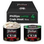 Phillips Lump Crab Meat 16oz Can, 4 Pack – Canned Wild Caught Lump Crabmeat, Pasteurized Blue Swimmer Crab for Cooking, Recipes, Appetizers, Salads, Stuffed Dishes