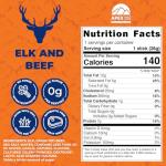 Apex Wild Game, Gluten Free, Keto, Paleo, Grass Fed Beef, Zero Sugar, Jerky Meat Snack Stick, 1oz 12-Pack, Elk