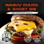 Grumpy Butcher Thick Juicy Variety Meat Grill Set – 2 Sirloin Steaks (6 oz), 2 Jumbo Wagyu Burger Patties (8 oz), 4 Big Wagyu Beef Hot Dogs (3 oz) – Steak Meat Gift Basket Assortment