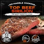 Grumpy Butcher Thick Juicy Variety Meat Grill Set – 2 Sirloin Steaks (6 oz), 2 Jumbo Wagyu Burger Patties (8 oz), 4 Big Wagyu Beef Hot Dogs (3 oz) – Steak Meat Gift Basket Assortment