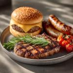 Grumpy Butcher Thick Juicy Variety Meat Grill Set – 2 Sirloin Steaks (6 oz), 2 Jumbo Wagyu Burger Patties (8 oz), 4 Big Wagyu Beef Hot Dogs (3 oz) – Steak Meat Gift Basket Assortment