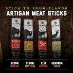 ICON Meats Venison and Pork Snack Sticks - Garlic Flavor - 24 Pack of Individually Wrapped Meat Sticks, USDA Approved, All Natural Artisan Meats, Diet Friendly, High Protein, Low Calorie, Sugar Free