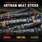 ICON Meats BEAST Stick Sampler - Assorted Flavors of ICON Meats Bison, Elk, Venison and Pork BEAST Sticks - 16 Pack of Individually Wrapped Meat Stick – USDA Approved, All Natural Artisan Meat, Diet and Macro Friendly, High Protein, Low Calorie, Zero to Low Sugar