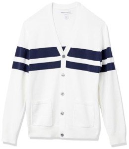 Men's Cotton Rugby Stripe Cardigan - Navy/White