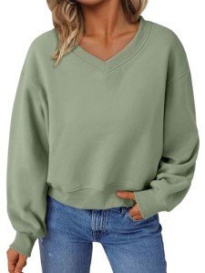 Light Green Cropped Sweatshirt for Women