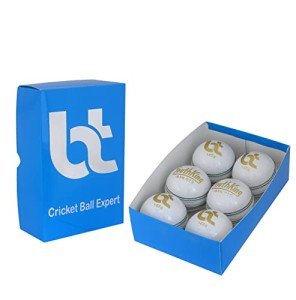 BT White 142g Leather Cricket Balls - Pack of 6