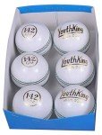 BT White 142g Leather Cricket Balls - Pack of 6