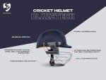SG Blazetech Medium Cricket Helmet - Navy Blue